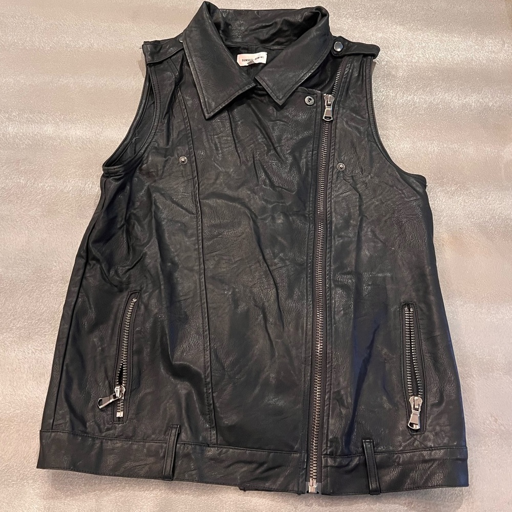 Sunset + Spring PU Vest. Size XS